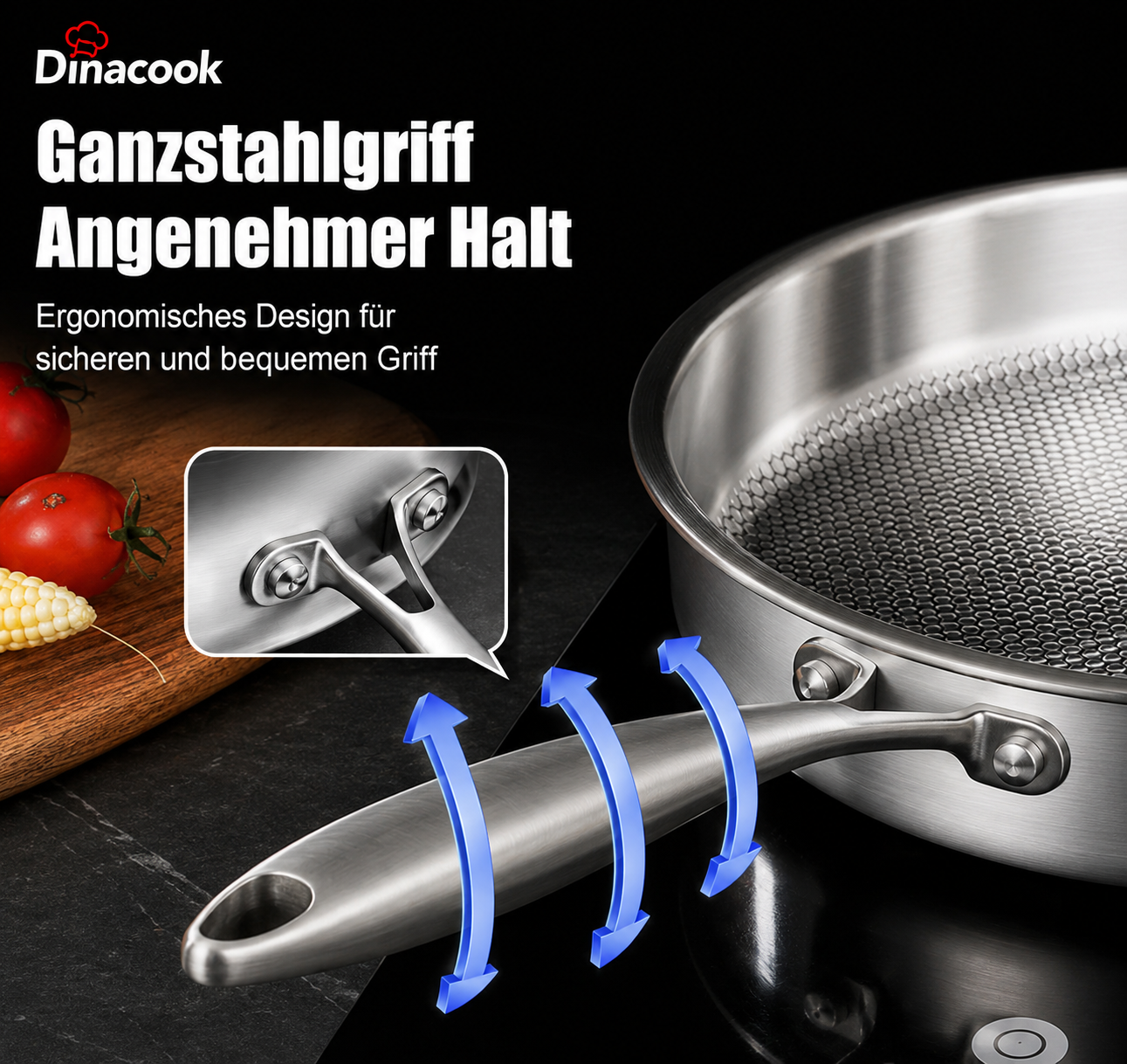 Bratpfanne mit Titanbeschichtung – Langlebige Qualität für alle Herdarten | Induktionsgeeignet | PFOA- & PFAS-frei